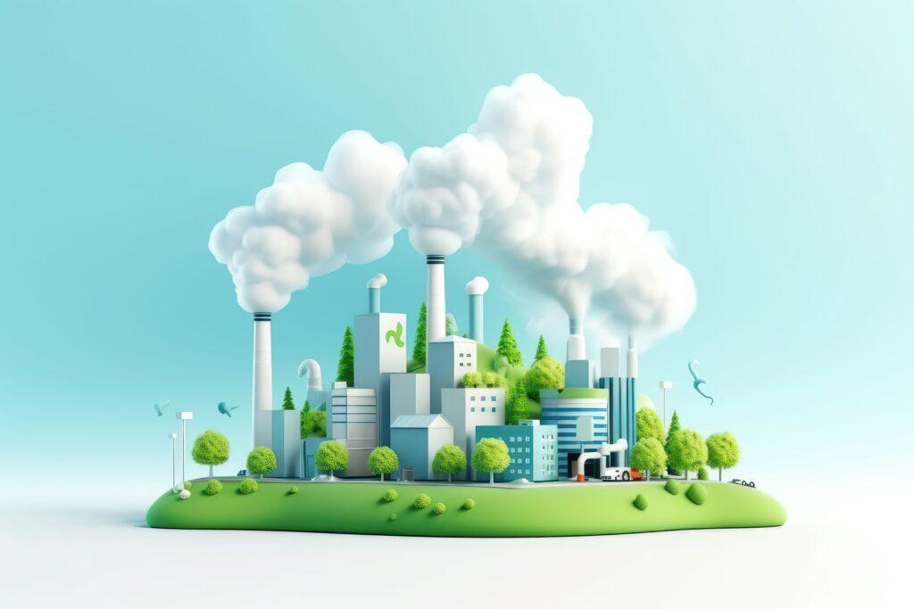 Industrie mit grünem Umfeld illustriert